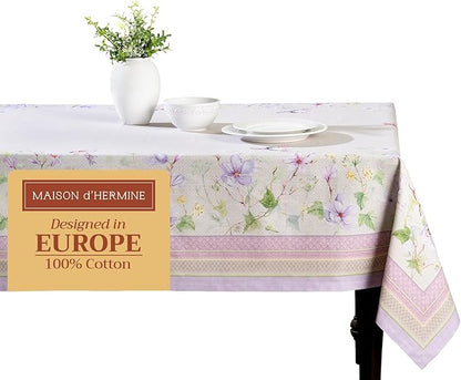 Maison d' Hermine Table Cloth Rectangle Table 100% Cotton 54 x 72 Inches Tablecloth Reusable Decorative for Dining Room Farmhouse Home Valentines Day Decorations Spring Summer - Magnolia Mornings