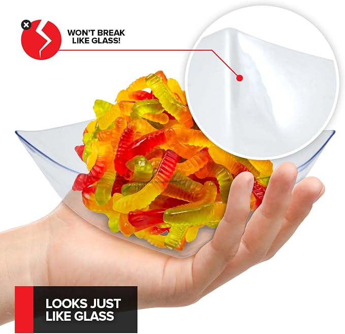 Stock Your Home 16oz Clear Plastic Serving Bowls – Small Disposable Square - Image 3