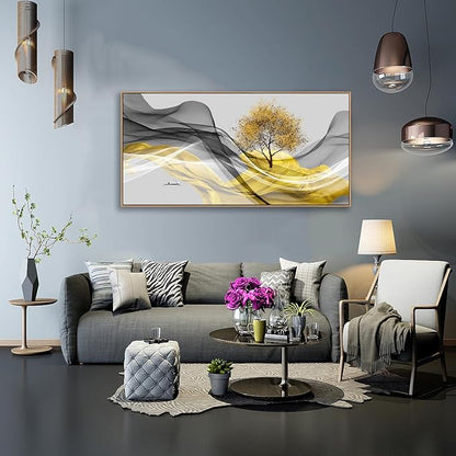 Tucai Decor Framed Wall Art Canvas Modern Light Luxury Abstract Ink Landscape Painting Artwork Waterproof Canvas Print Bedroom Home and Office Wall Art for living Room Wall Decor 24x48inch