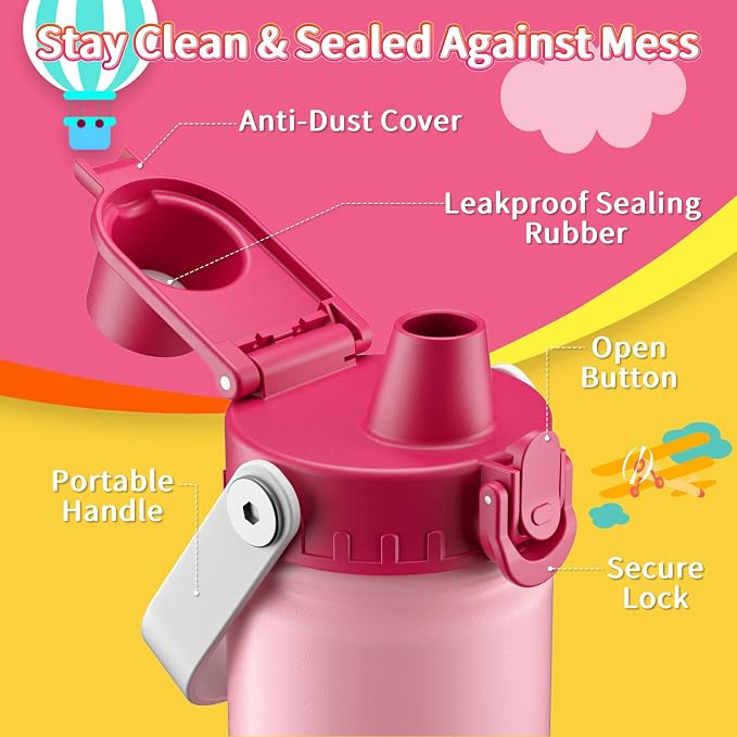 baab 18oz Kids Insulated Water Bottle 18/8 Stainless Steel Kids Cup 1 Pack | - Image 3