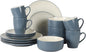 Gibson Elite Oxford Blue Plates and Bowls Sets, 16 Piece Stoneware Dinnerware by GibsonHomewares