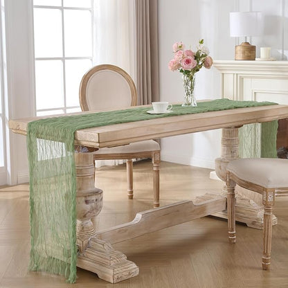 12 Pack Sage Green Cheesecloth Table Runners, 120 Inch 10Ft Moss Gauze Table - Image 6
