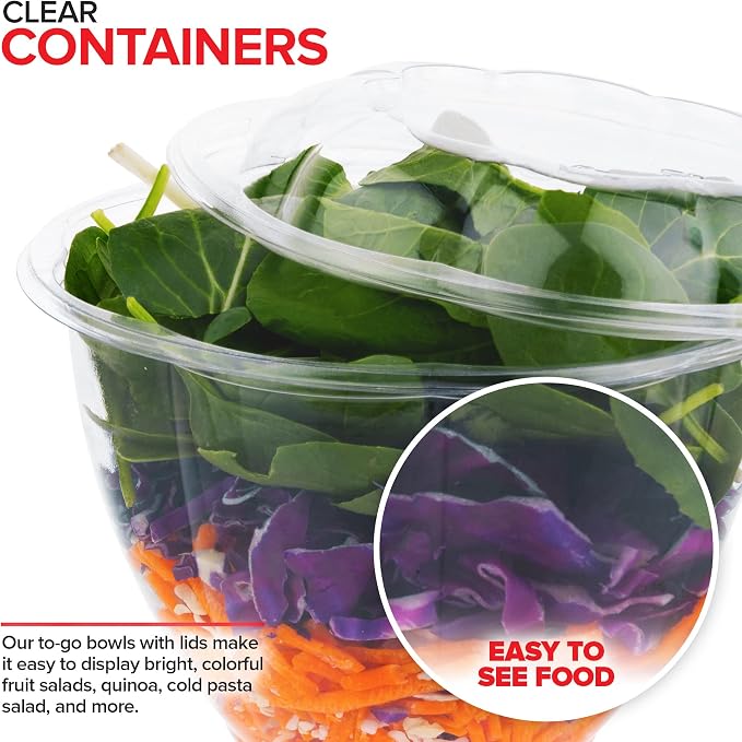 Plastic Bowls with Lids 48 Oz. Disposable To-Go Containers – Large Airtight - Image 5
