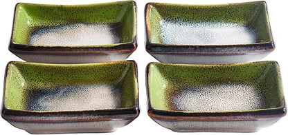 Porcelain Dipping Bowl Set of 4, 3.4" Rectangular Small Soy Sauce Dishes | by Whitenesser