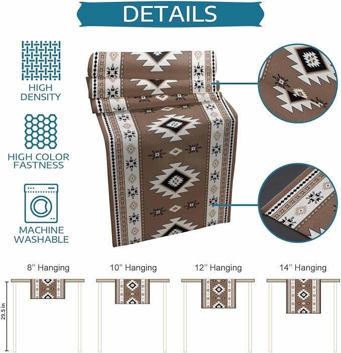 Southwest Aztec Table Runners 72 Inches Long, Cotton Linen Fabric Table Runner - Image 7