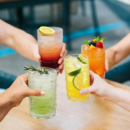 Hobnail Drinking Glasses Set of 6, 16 Oz Vintage Style Tumblers Smooth Interior - Image 7