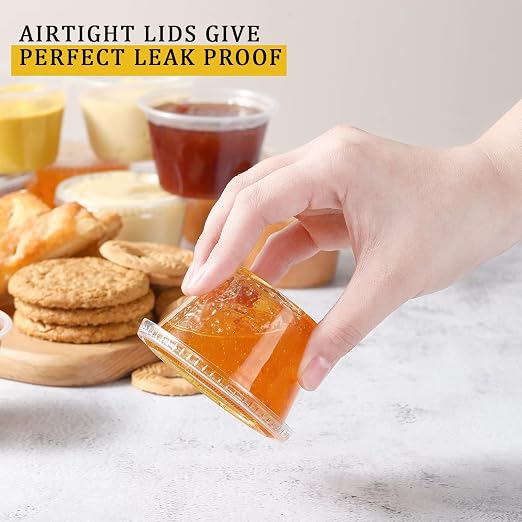 VITEVER Portion Cups With Lids, Small Plastic Containers with Lids, Airtight - Image 3