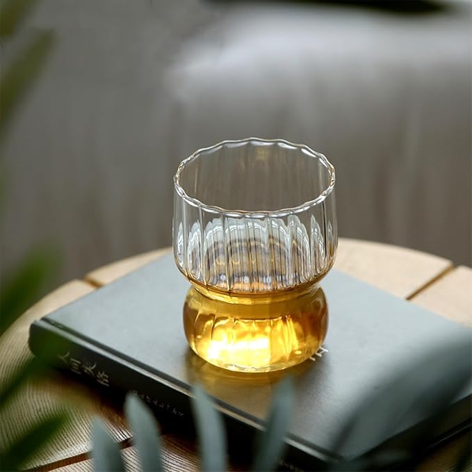 300ml/10oz Minimalist Vertical Patterned Glass Cup, Thickened Transparent Glass - Image 2
