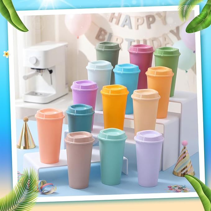 Honeydak 30 Pack 16 oz Reusable Coffee Cups - Image 2