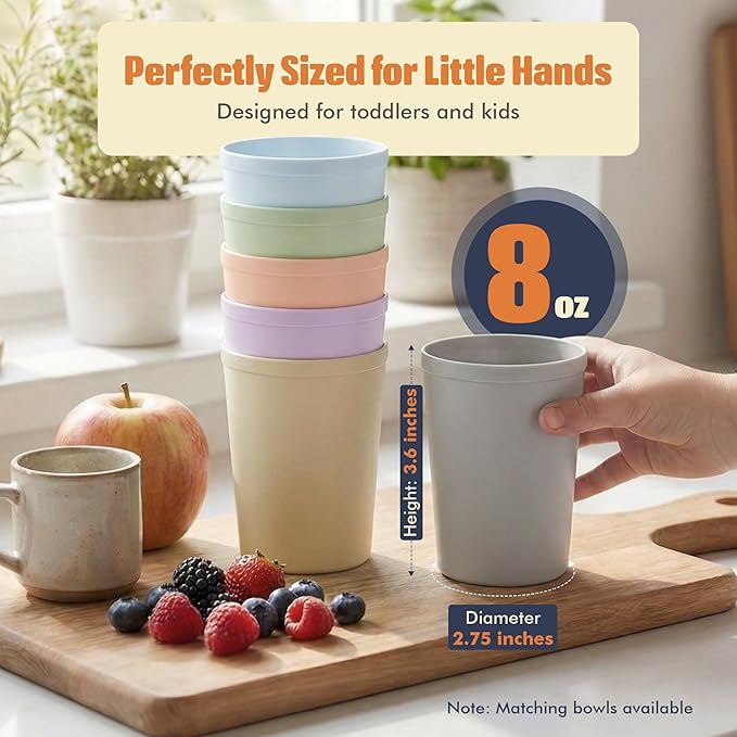 MASTERCOOK 6 Pcs. Small Reusable Cups –8 oz Unbreakable Drinking Glasses - Image 2