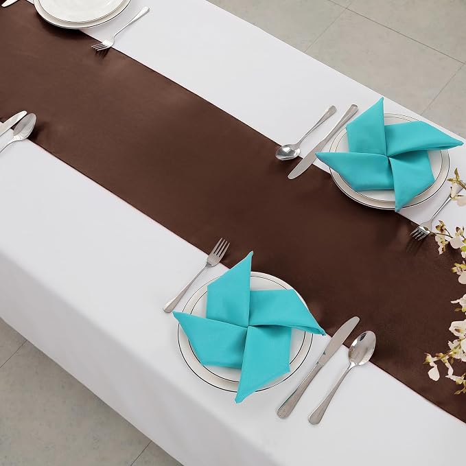 Horbaunal 2 Pack Brown Satin Table Runner 12 x 108 Inch | Smooth Table Runners - Image 4