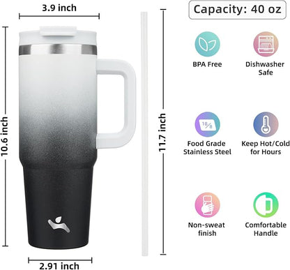 Konokyo 40 oz Insulated Tumbler Water Bottle - Image 4