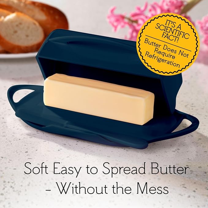 Flip Top Butter Dish with Attached Lid & Matching Knife - Image 5