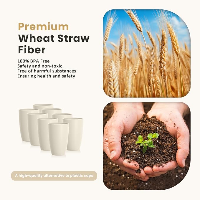 Homienly Cups for Kitchen Unbreakable Wheat Straw Cups 8 PCS Alternative to - Image 2