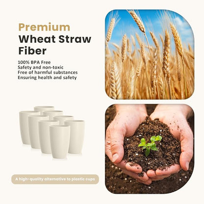 Homienly Cups for Kitchen Unbreakable Wheat Straw Cups 8 PCS Alternative to - Image 2
