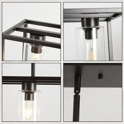 XILICON Dining Rooms Oil Rubbed Bronze Chandeliers,Kitchen Island Farmhouse Lighting Fixture Industrial Rustic Ceiling Hanging 6 Light Modern Pendant Light with Glass Shade