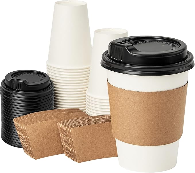 RACETOP 12 oz 50 pack Disposable Paper Coffee Cups by RACETOP