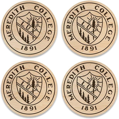 LazerEdge Meredith College Angels Wooden Coaster Set - Maple Wood - Officially Licensed Product - 4-Pack