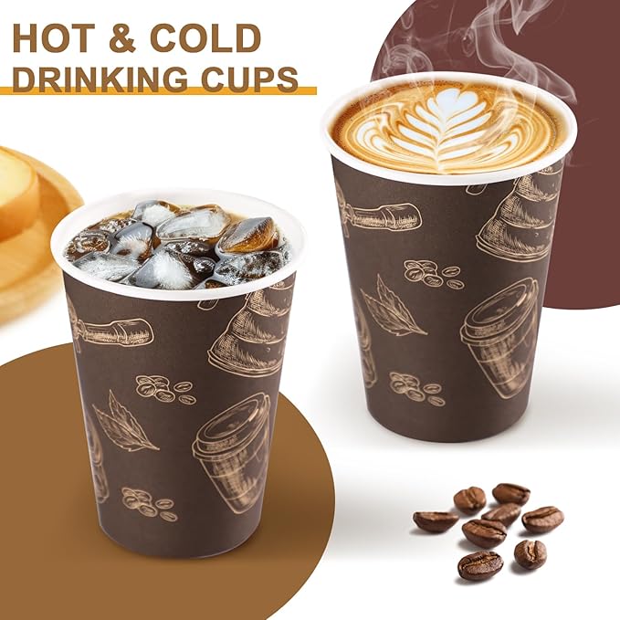 12 oz 180 Pack Coffee Cups Disposable Thickened Paper Coffee Cups | Disposable - Image 3