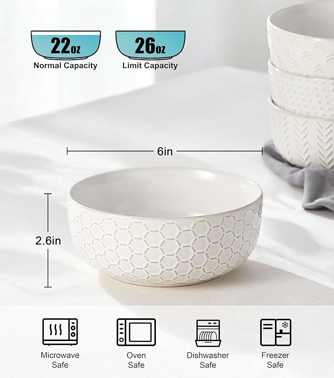 Lareina Cereal bowls 26 oz, Ceramic Soup Bowl - Image 3
