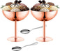 Ice Cream Bowls Stainless Steel Dessert Cups with Spoons Reusable Footed Sundae Cups Ice Cream Cups for Dessert, Frozen Yogurt, Gelato, Birthday Party Decorations (2, Rose glod)