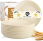 Deep Dinner Plates Set of 8, Wheat Straw Plate 9 Inch, Lightweight and Unbreakable Plastic Plate Reusable, Microwave & Dishwasher Safe Camping Plates for Picnic, Outdoor, Travel (Beige)