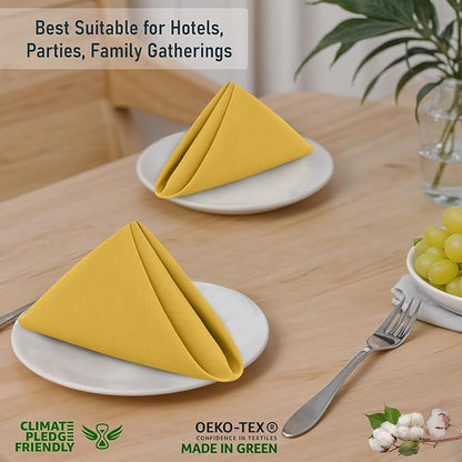 Ruvanti Cloth Napkins Set of 12, 18x18 Inches, 100% Cotton, Washable, Soft & Absorbent, Perfect for Wedding, Christmas, ‎Thanksgiving Dinners - Spicy Mustard