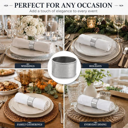 ALPHA Living HOME Silver Napkin Rings Set of 12 Premium, 100% Metal - Image 5