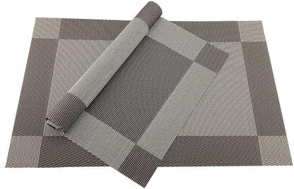 Gugrida Vinyl Coffee Placemats Heat Resistant Dining Table Mats Non-Slip Washable Place Mats Set of 6 （Coffee）