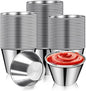 DJZZ 100 Pcs Metal Sauce Cups 2.5oz Ramekins, Stainless Steel Dipping Sauce Cups Metal Condiment Container Reusable Round Butter Dressing Restaurant Small Bowls (100)