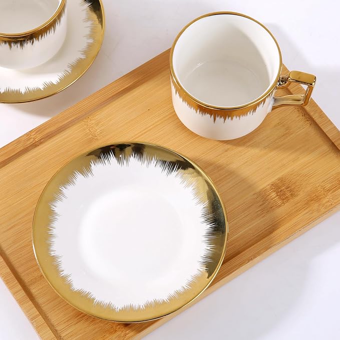 LETAOTAO Cappuccino Cups with Saucers, 8.5 oz Stackable Ceramic Coffee Cup and - Image 7