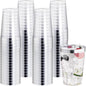 I00000 50 Pack 12 oz Silver Plastic Cups, Silver Rimmed Disposable Cups, Party Wine Glasses Disposable Cocktail Glasses Heavy Duty Cups with Silver Rim, 12 Ounce Plastic Tumblers For Party