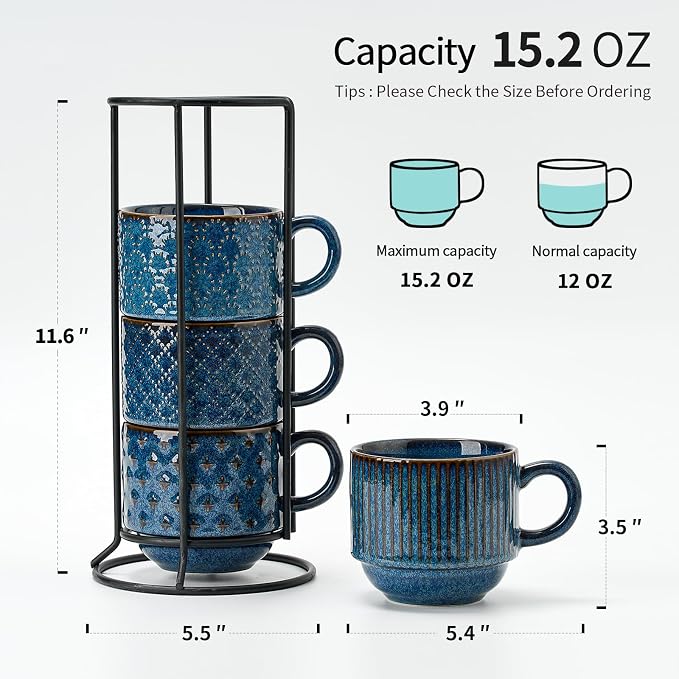 Large Ceramic Coffee Mug Set of 4 - Image 2