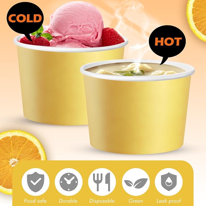 Jingmore Paper Ice Cream Cups 9oz Colored Disposable Dessert Bowls - Image 3