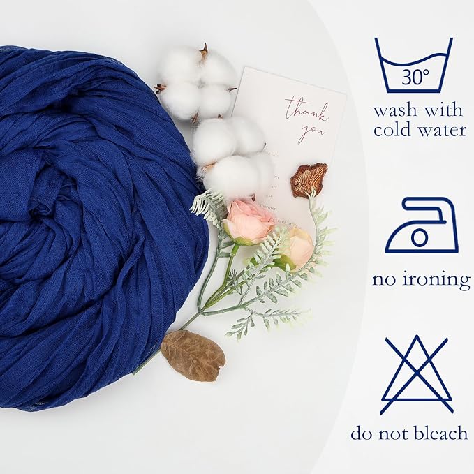 12 Pack Royal Blue Cheesecloth Table Runner 17 x 108 Inch | Boho Gauze Cheese - Image 4