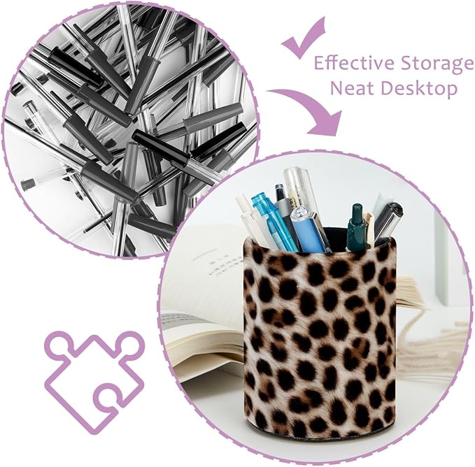 Leopard Print Leather Pen Holder - Image 4