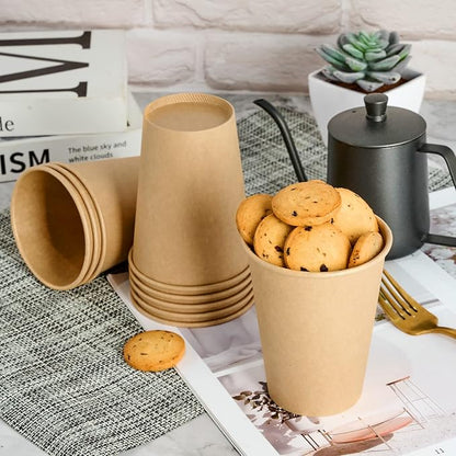 LITOPAK 100 Pack 12 oz Kraft Paper Coffee Cups, Disposable Coffee Cups | - Image 5