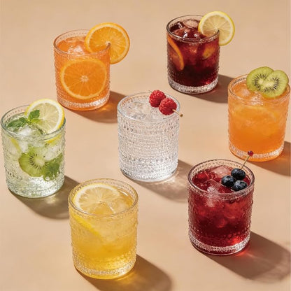 Hobnail Drinking Glasses Set of 8，Includes 12 oz beer glasses and 10 oz - Image 3
