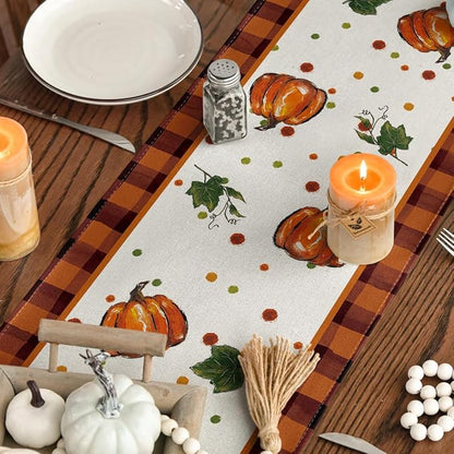 Artoid Mode 210 GSM Fall Table Runner 13x72 Inch Home Party Decor | Orange - Image 4
