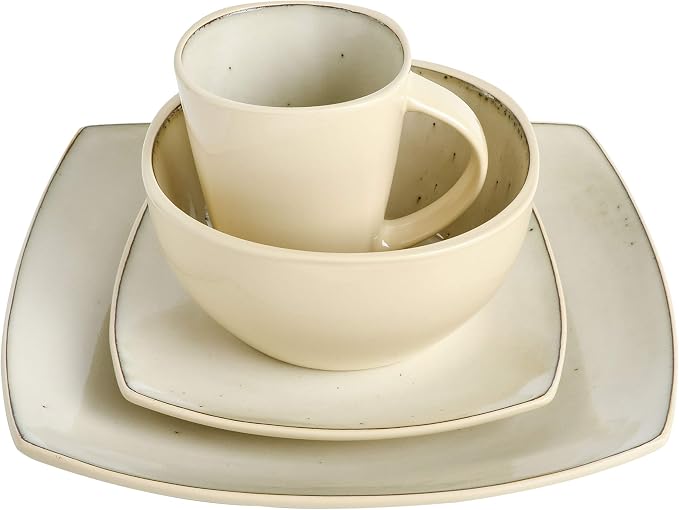Gibson Soho Lounge Square Reactive Glaze Stoneware Dinnerware Set, Service - Image 5