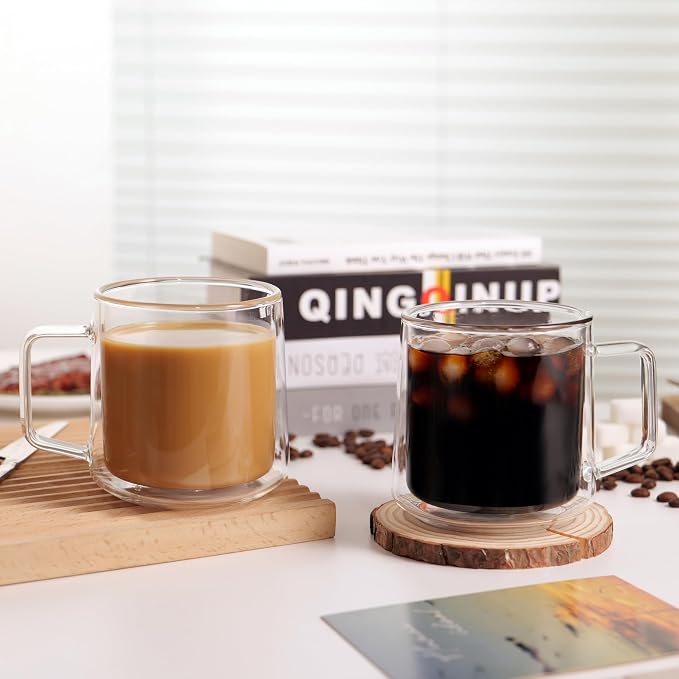 CNGLASS 15oz Double Walled Glass Coffee Mugs, Large Insulated Glass Mugs - Image 5