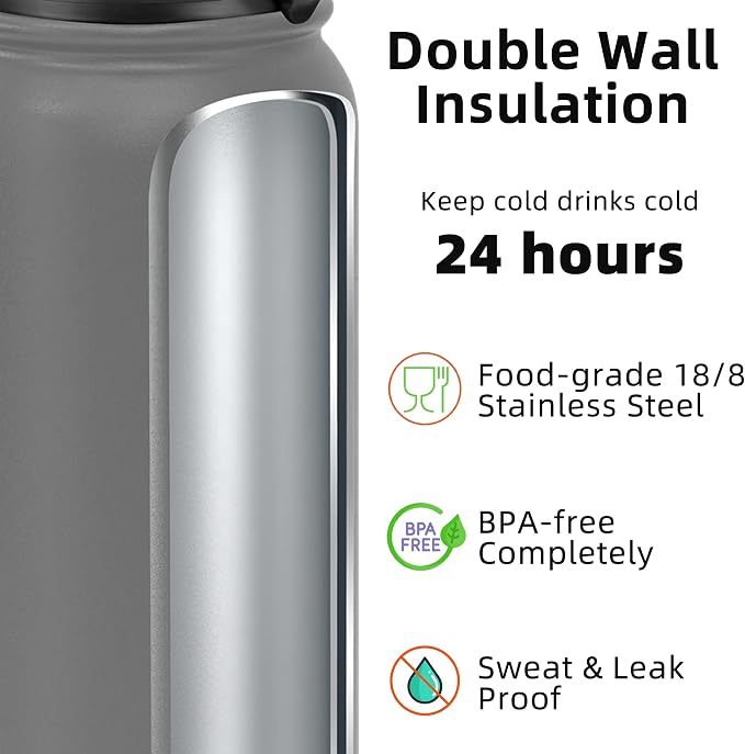 Fanhaw 40 oz Insulated Stainless Steel Water Bottle - Image 2