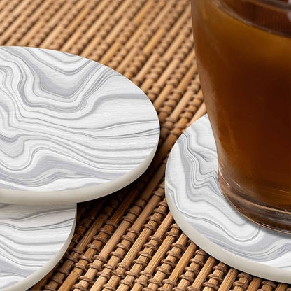 Marble Texture Coasters Set for Wood Table Liquid Watercolor Design Stone Ink Fluid Striped Lines Tabletop Protection Mat for Mugs and Cups 4 Inch for Kitchen Office Home