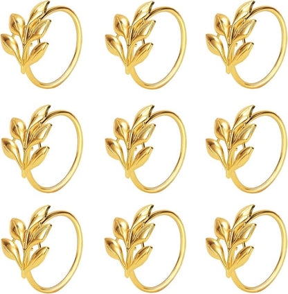 KPOSIYA Set of 100 Leaf Napkin Rings Metal Gold Napkin Holder Table Napkin Rings by KPOSIYA