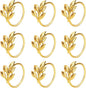 KPOSIYA Set of 12 Leaf Napkin Rings Metal Gold Napkin Holder Table Napkin Rings by KPOSIYA