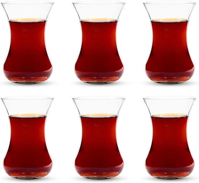 Turkish Tea Glass Set of 6, Small Clear Glass Tea Cups - Image 9