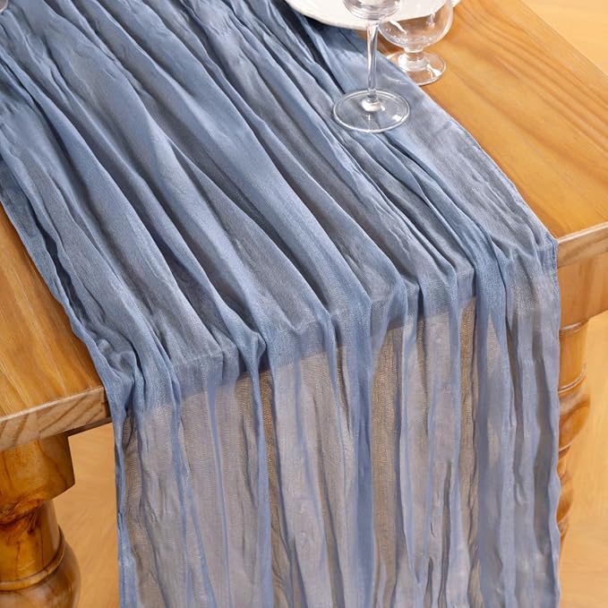 DeZerlor Dusty Blue Cheesecloth Table Runners 6 Pack Summer Boho Runners | - Image 2