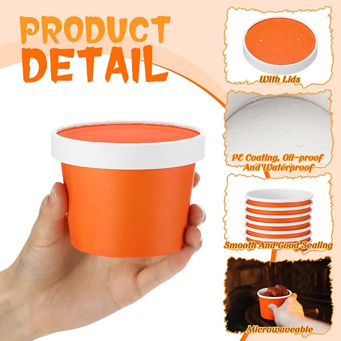 Fulmoon 100 Pack Paper Soup Containers - Image 5