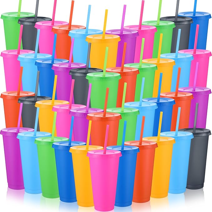 Honeydak 60 Pack Tumbler with Straw and Lid Bulk Cups by Honeydak
