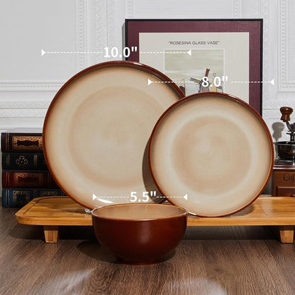 Ceramic Dinnerware Sets for 6, 18 Pieces Stoneware Plates and Bowls Sets - Image 6